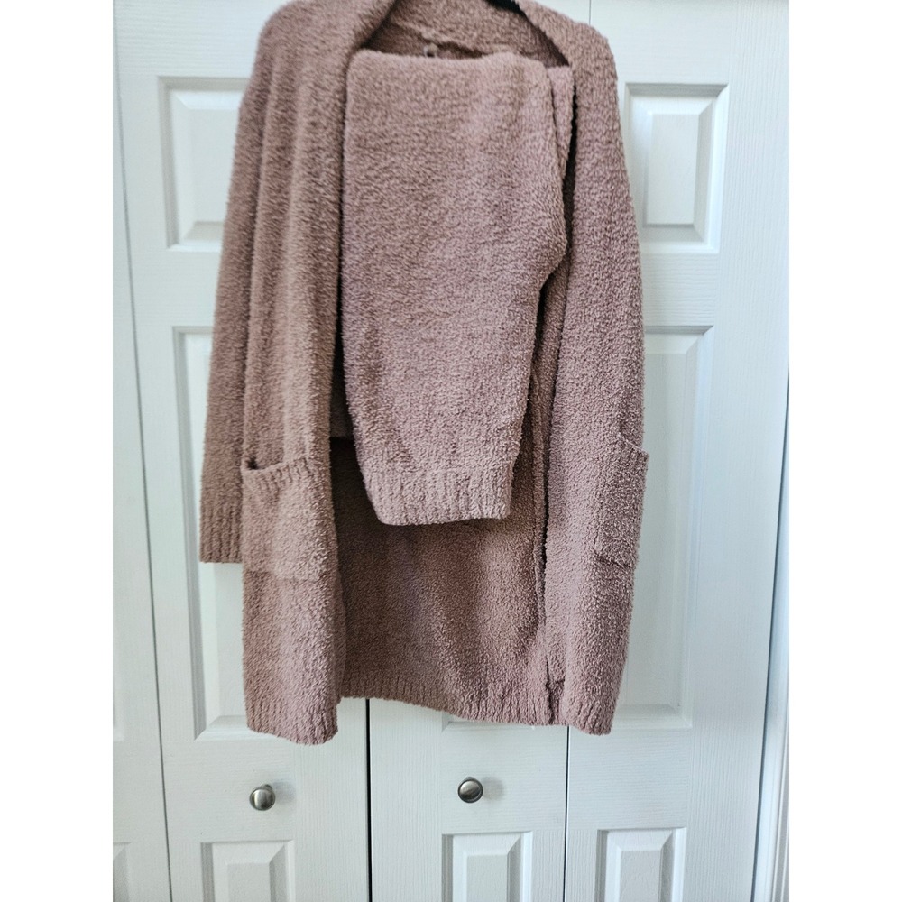 Skims Cozy Knit 2 Piece Set Robe and Pants Dusty Rose Pink SM